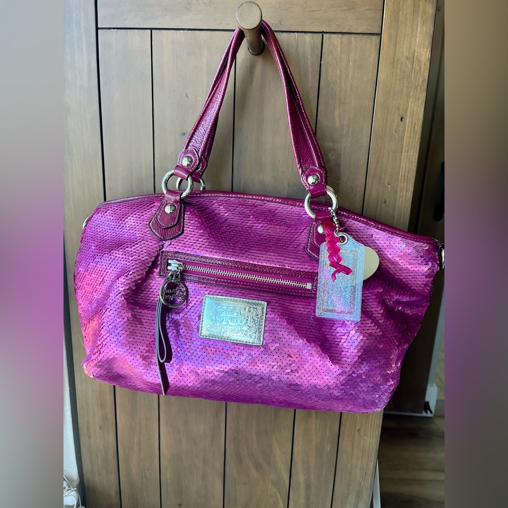 Coach Poppy Series Pink Sequence Purse